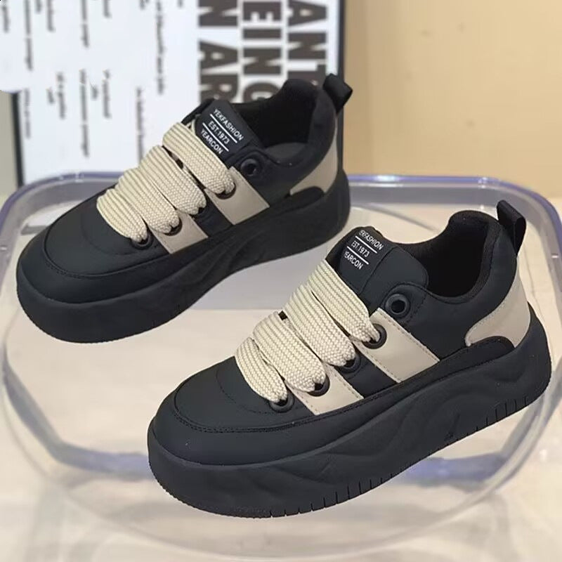 Thick sole bread shoes flats2026spring & fallnew arrivaleasiest for match sneakers soft bottom casual shoes women's work shoes white shoes