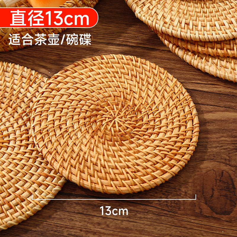 Rattan insulation mat oven mitts pot mat bowl mat high temperature resistant dining table mat plate mat coaster teapot holder casserole weaving