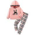 Autumn cross-border kids' hoodie two-piece set: casual bear plaid pants & hooded sweatshirt - girls' pullover style