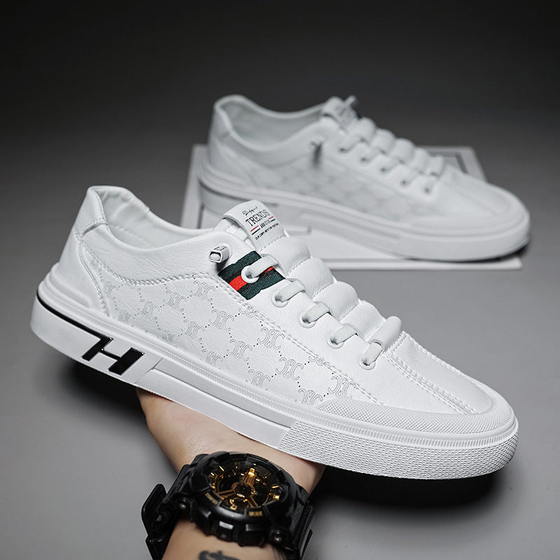 Spring men's breathable 2025 new versatile sports white sneakers men's casual leather shoes slip-on trendy shoes
