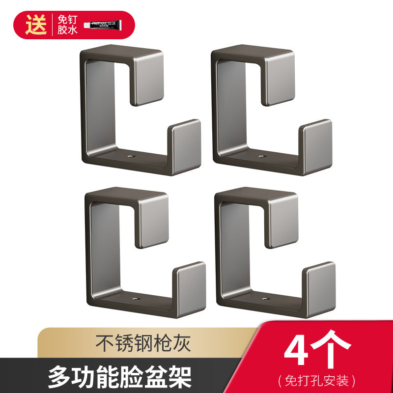 Stainless steel washbasin hook non-punching toilet basin storage rack bath tub bathroom toilet hanging basin artifact