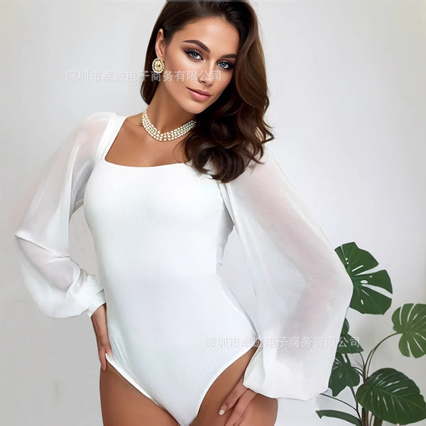 Блузка боди с длинным chiffon lantern sleeve onesie body