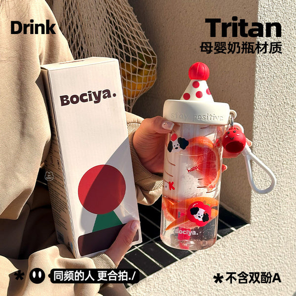 New water cup girls high value plastic straw cup large capacity tritan summer out children's portable cup