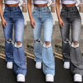new european and american style wide-leg denim pants for cross-border e-commerce: perfect for , , and . distressed, flared jeans