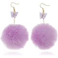 European and american cross-border new jewelry fashion mink stuffed ball pendant earrings european and american creative fall and winter butterfly earrings