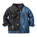 Factory direct kids' denim jacket - spring new arrival korean style color block top, distressed ripped jeans for boys and girls, wholesale children's clothing