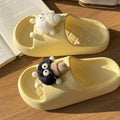 Cute 3d sock slippers for women, summer outdoor wear, thick sole, non-slip eva, indoor home one-strap slides, couple's sandals