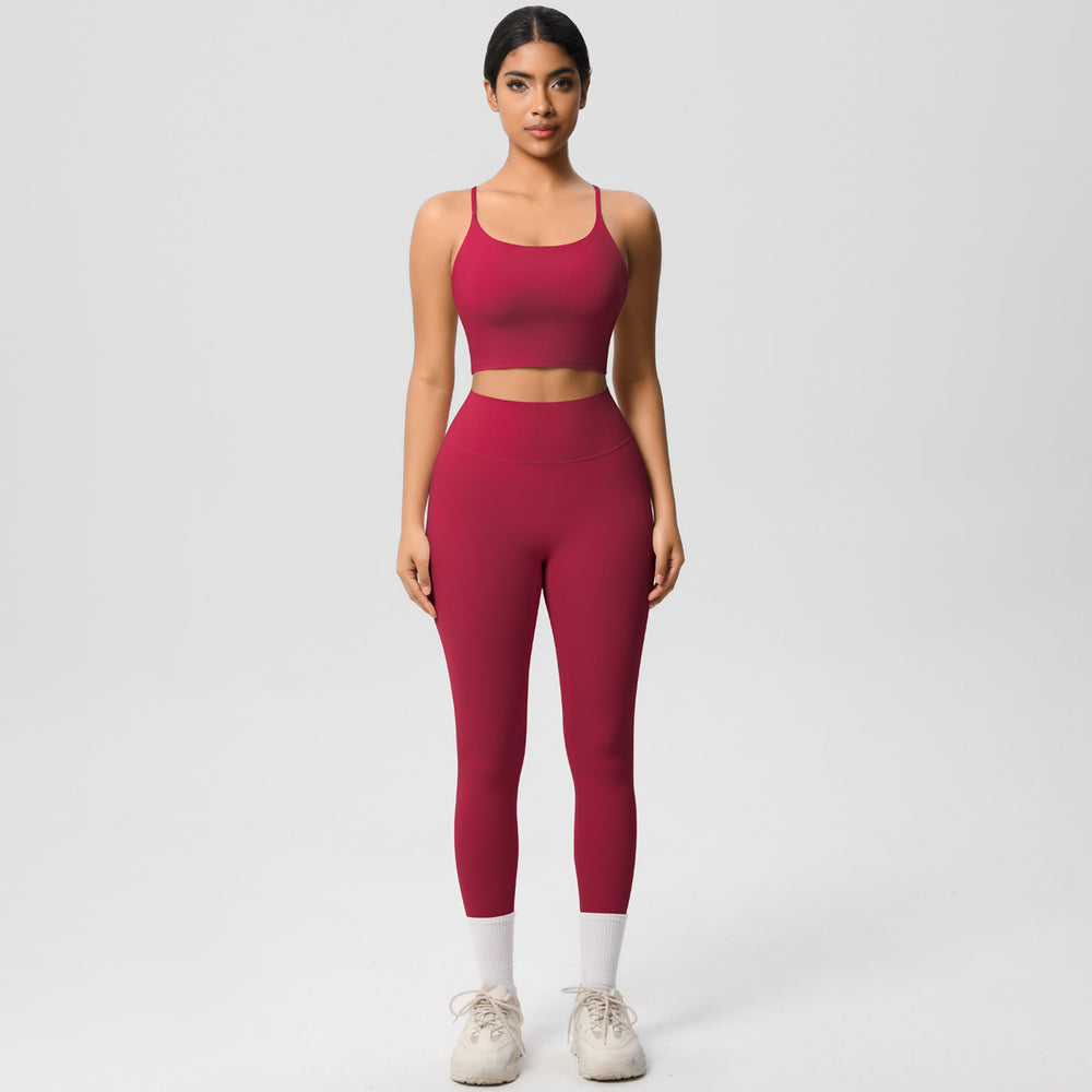 New cloud-feel tank top sports bra yoga set - quick-dry, compression fit, running & casual fitness two-piece outfit