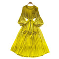 Palace style classyprinting lantern sleeve dress women's spring strap stereo flower pleated super fairy long skirt