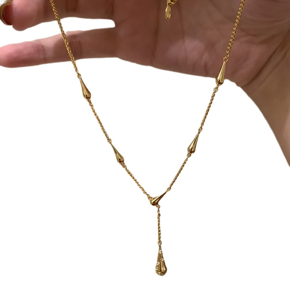Same style water drop small waist ice cream necklace for women, medieval accessible luxury qianjin classy clavicle chain fall and wintersweater chain