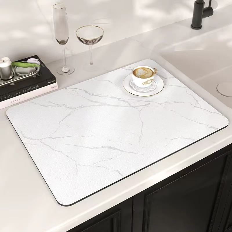 marble kitchen drain mat coffee machine non-slip mat countertop insulation mat absorbent mat drying mat placemat
