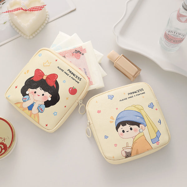 Cartoon KT Princess Sanitary Napkin Aunt Napkin Storage Bag Large Capacity Small Portable Cute Girl Canvas Monthly Bag