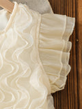 summer cross-border e-commerce 3d mesh wave patchwork top + skirt two-piece set girls' outfit