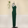 Am210821 one shoulder long sleeves slit banquet evening dress plus size women's dress party dress