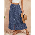 Shipped:  new cross-border european and american printed dress, button-down tie-up maxi skirt, summer country a-line skirt, midi skirt
