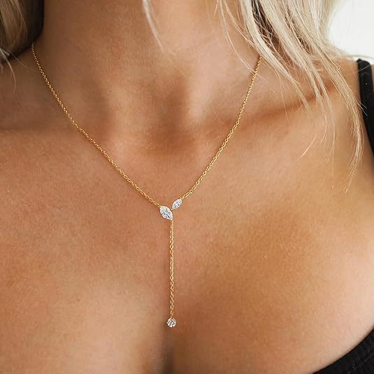 European and american cross-border new fashion zircon pendant chain necklace - minimalist european style commuter women's jewelry