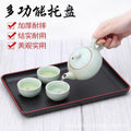 Japanese-style wood grain plastic tray - rectangular commercial grade for restaurants, cafeterias, fast food, flat plates, and bbq restaurants