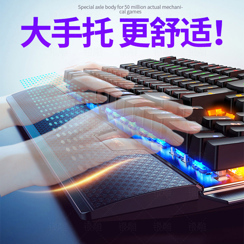 Silver sculpt k100 metal true mechanical keyboard - palm rest, knob, gaming blue switch, wired usb - amazon cross-border wholesale