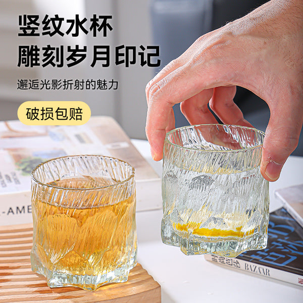 Glacier pattern high temperature resistant glass ins wind household wine glass high value cup transparent drink cup teacup water cup