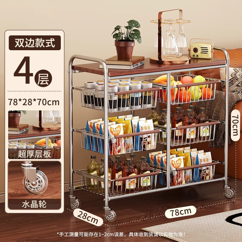 Narrow gap cart - minimalist, light luxury floor storage rack - living room snack organizer - ultra-slim, movable storage for tight spaces