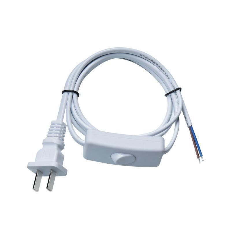 Wholesale tail peeling tin pure copper two-core plug with 303 switch electrical appliance desk lamp national standard two-plug power cord