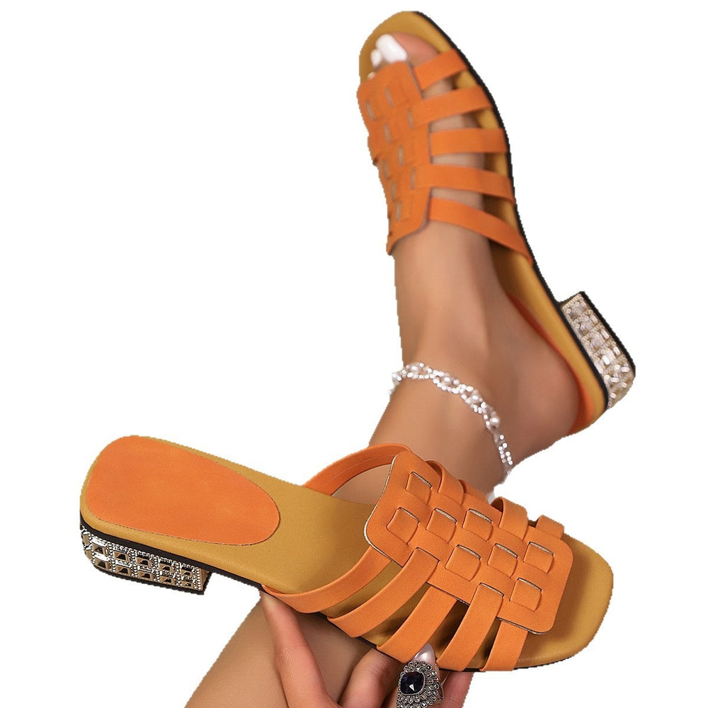 2026 french handmade woven slippers, roman slip-on sandals, non-slip summer slides, fashionable outdoor slides
