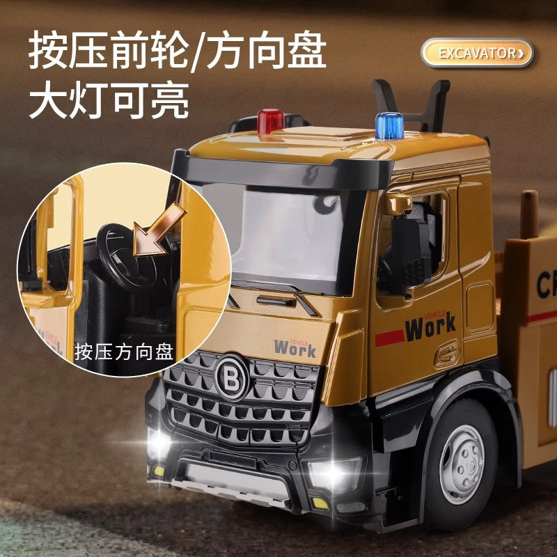 Large crane toy construction vehicle model ornament boy crane children's simulation alloy with sound and light gift wholesale