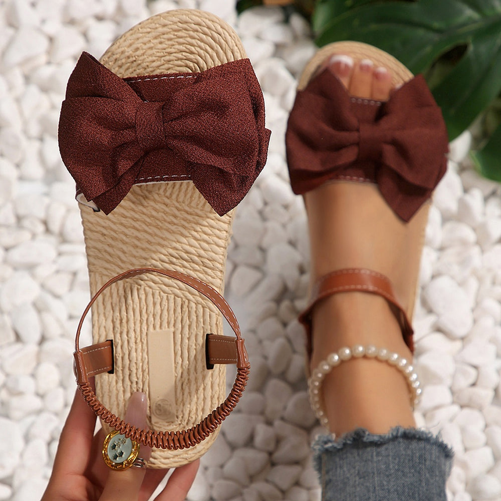 e-commerce  summer new arrival: plus size women's sandals - southeast asia style, bow accent, comfortable soft sole