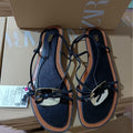 Za women's shoes 2024 summer new arrivals: women's flat sandals with metal buckle embellishments, perfect for the beach