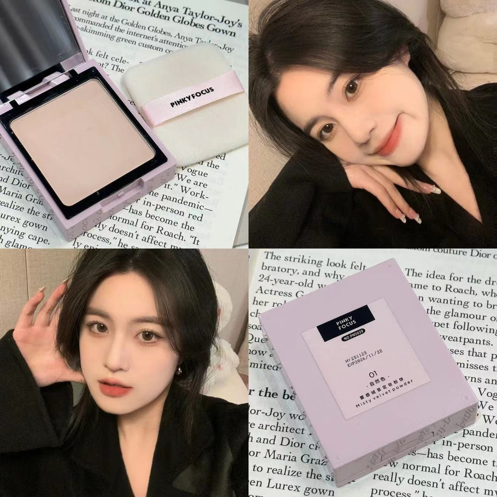 PinkyFocus Soft Focus Fog Powder No Powder Light and Long-lasting Setting Oil Control Matte Air Cushion Honey Powder Affordable