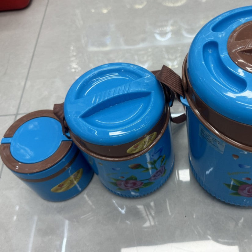 Factory direct sales cross-border exclusive fresh-keeping lunch box thermal insulation bucket thermal insulation bucket kitchen stainless steel fresh-keeping tableware three-piece set