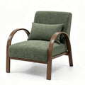 Wide armrest - green chenille + walnut frame