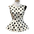 Women's summer new french chic vintage polka dot round neck sleeveless a-line tank top - perfect for going out and dating