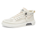 Spring men's new breathable high-top sneakers: trendy, versatile, mesh, anti-slip, athletic, hollow-out, casual skate shoes