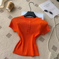 Old money style knittingcasualpure colorcasual women's summereasiest for matchslimming look single breastedv neckwork clothingtops multi-color
