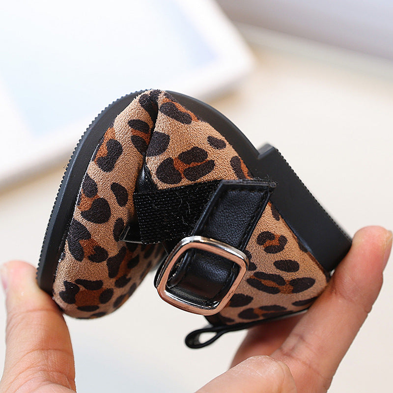 Vancahao cross-border bow flats small flats for women  spring new arrival leopard print easiest for match flats mary jane shoes