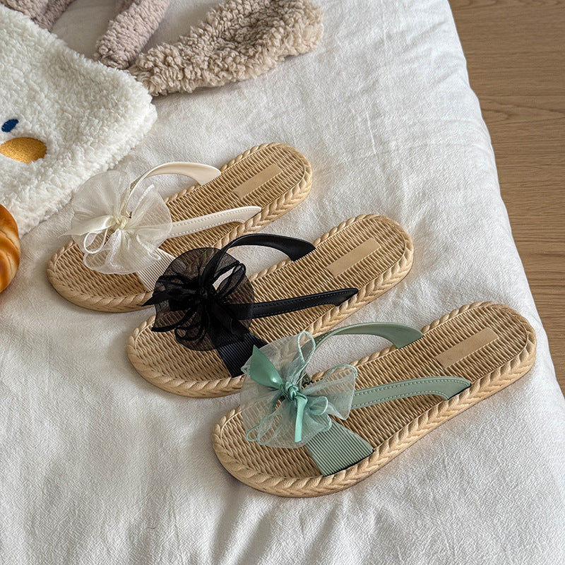 Summer fashioneasiest for matchnew arrivalpure colorcasual one-line sandals women's outwear soft bottom classic ribbon beach slippers