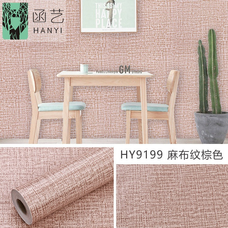 Solid color linen pattern TV background wallpaper Plain wallpaper Self-adhesive bedroom living room wall decoration Waterproof wall covering