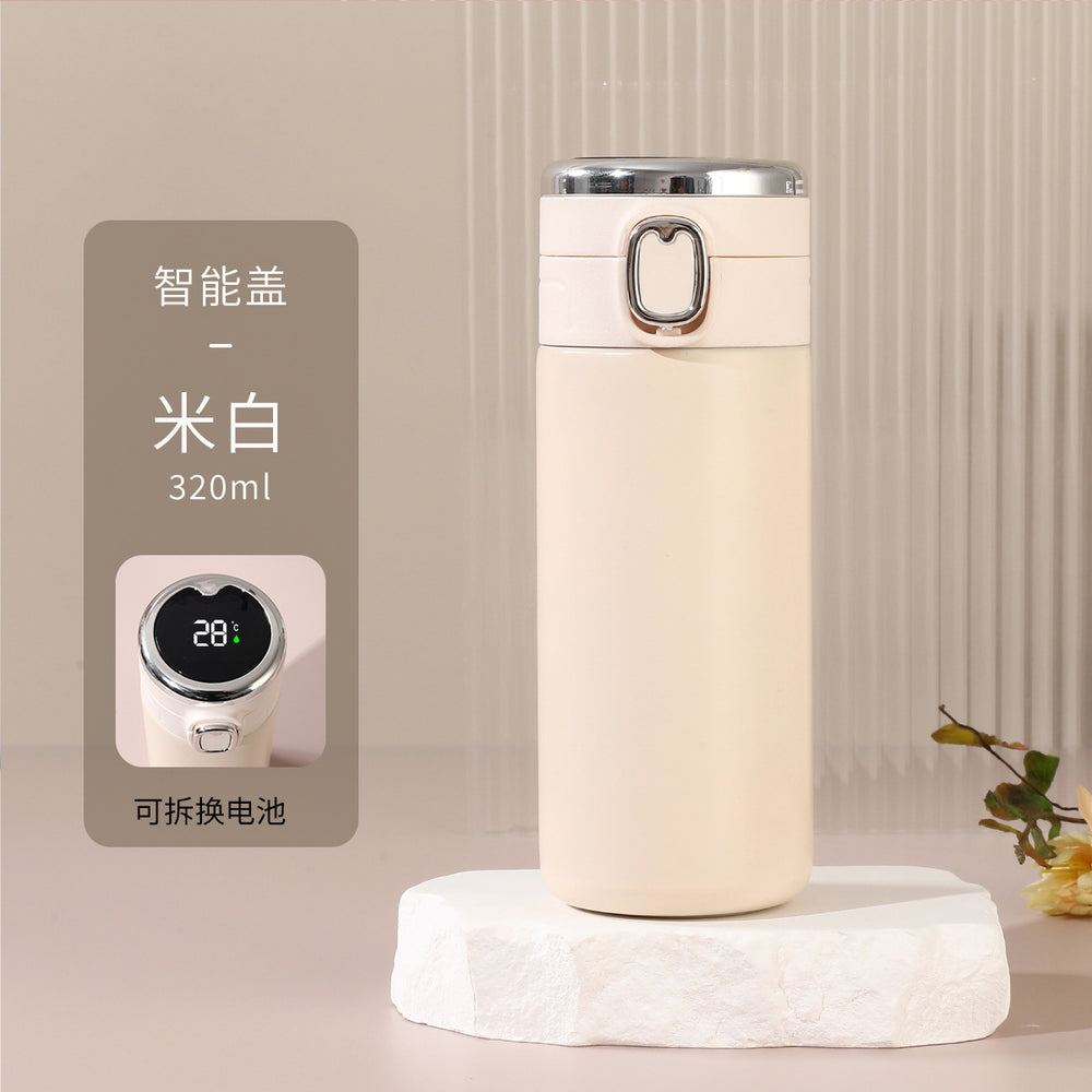 Simple pea cup female student 304 stainless steel vacuum water cup replaceable battery bounce smart thermos cup wholesale