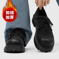 Derby cotton shoes 2025 new arrivalwinterlow anklebootsmenheattechretroworkwearthick solesuedefleece-lined leather shoes