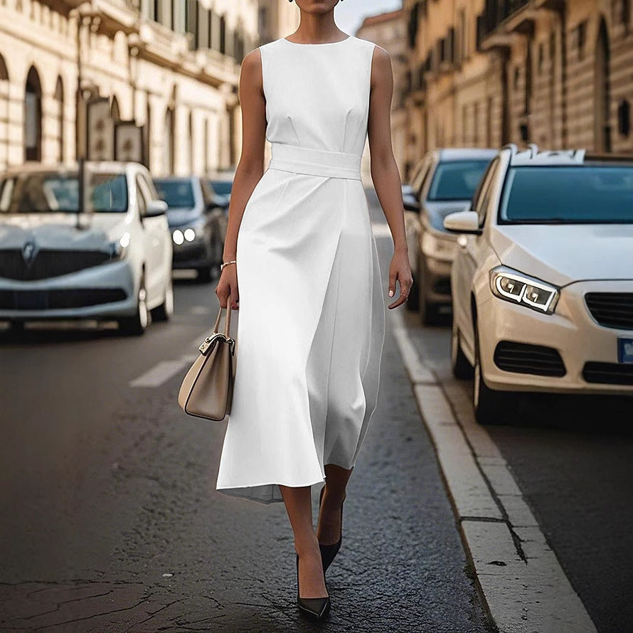 2025 new arrival: women's sleeveless crew neck fashionable casual maxi dress for summer - perfect for cross-border e-commerce, independent websites, and amazon