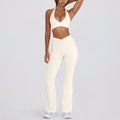 Sling backless nude back running halter sports intimates bra fitness flare pants yoga suit women