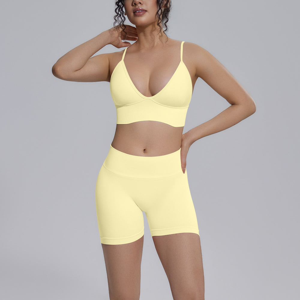 Camisole backless sports bra seamless yoga set quick-dry tight butt-lifting shorts outfit quick-dry running fitness apparel