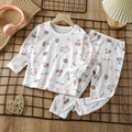 new children's pure cotton pajama set - summer long sleeve sleepwear, lightweight air conditioning suit for boys and girls
