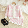 spring/autumn new girls' sweater dress set - korean style chic knitted cardigan and skirt two-piece outfit for babies - trendy