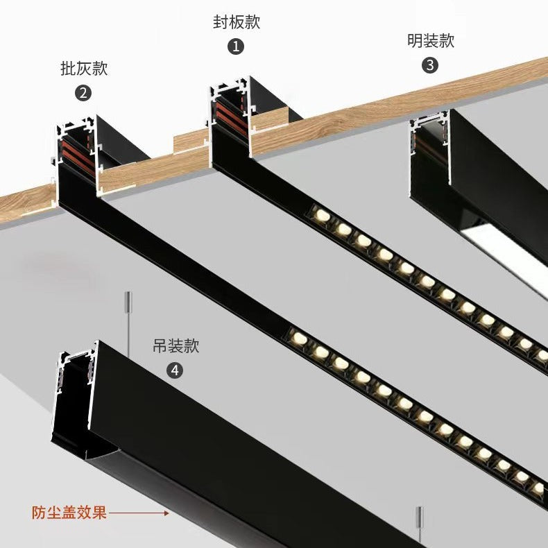 Magnetic track light Embedded light and shade rimless spotlights Living room home without main lights Lighting line lights