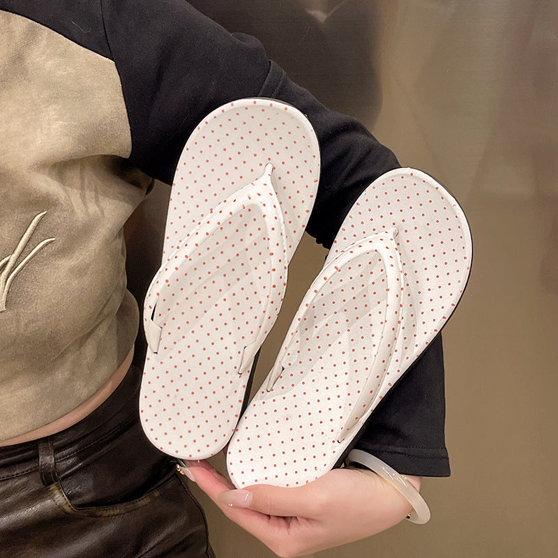 2025 summer new flat fashion leopard print flip-flops women's non-slip outdoor beach wedge sandals