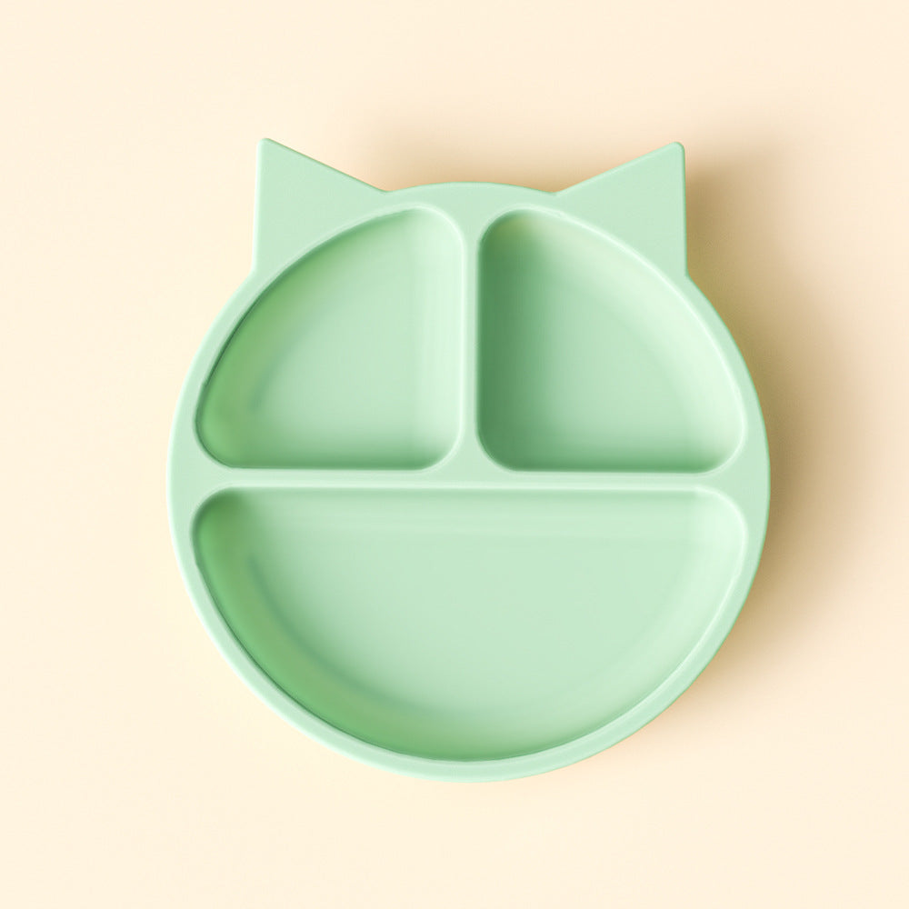 Children's dinner plate, baby eating, silicone bowl, infant food supplement bowl, suction cup type grid plate, mother and baby products tableware