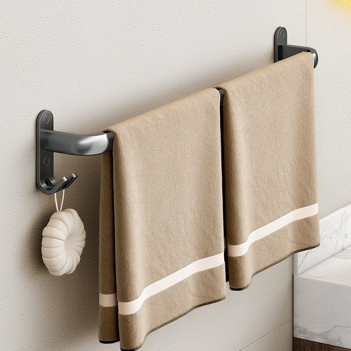 No punching towel rack, bathroom space aluminum bath towel hanging rod, bathroom hanger, storage rack, single and double bar towel bar.