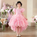 Girl dress trailing flower girl wedding dress puff sleeves new arrival cake skirt kids princess dressgirl dress